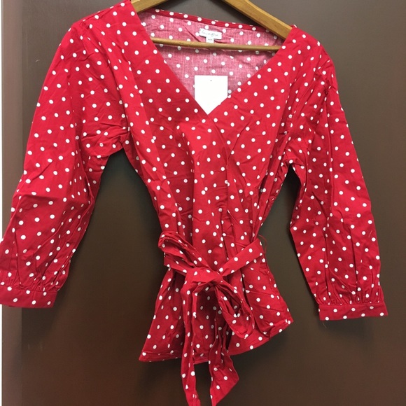 NWT Love, Fire Printed Faux Wrap Blouse - Picture 3 of 7